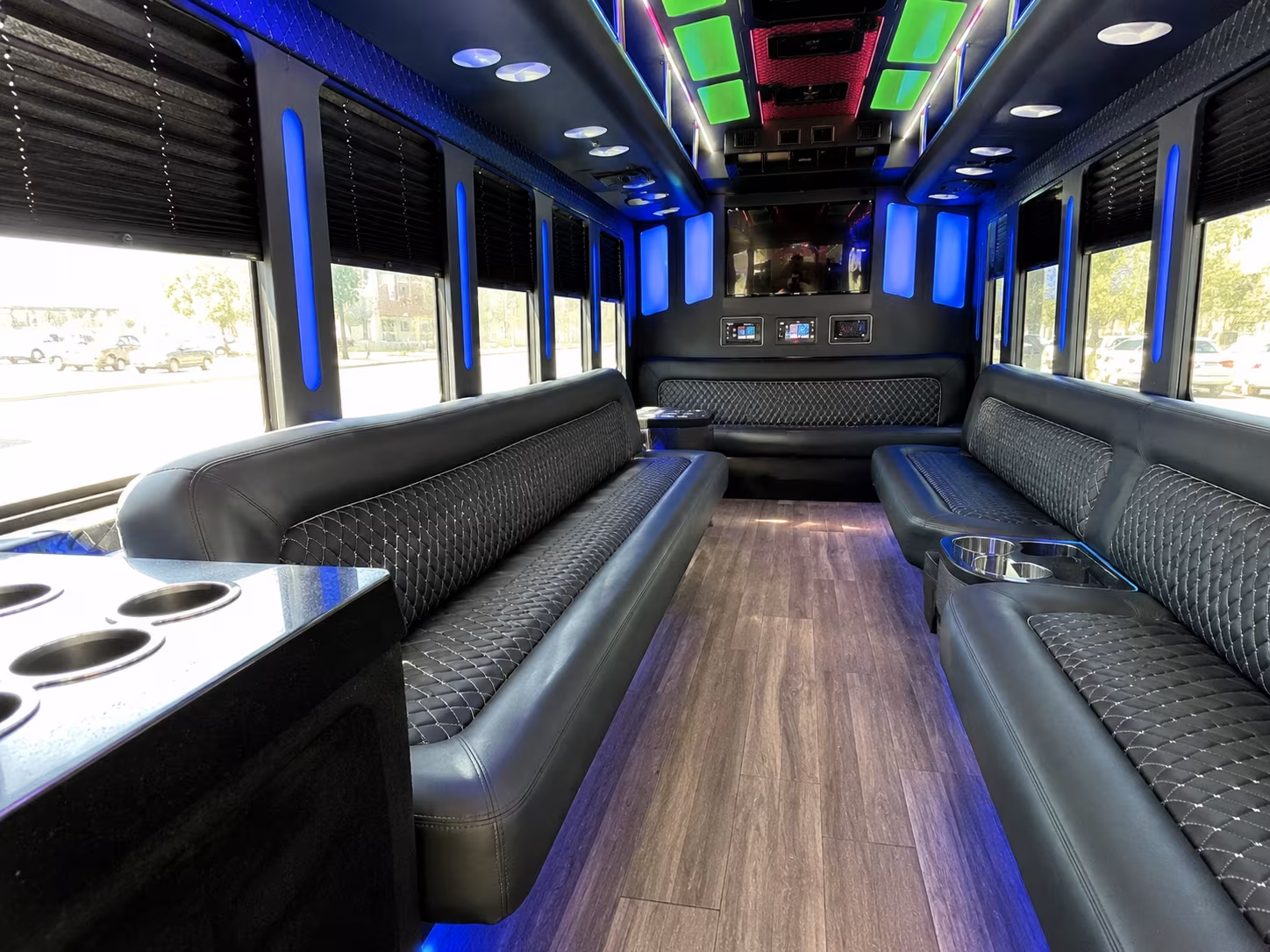 fontana 15 passenger party bus inside