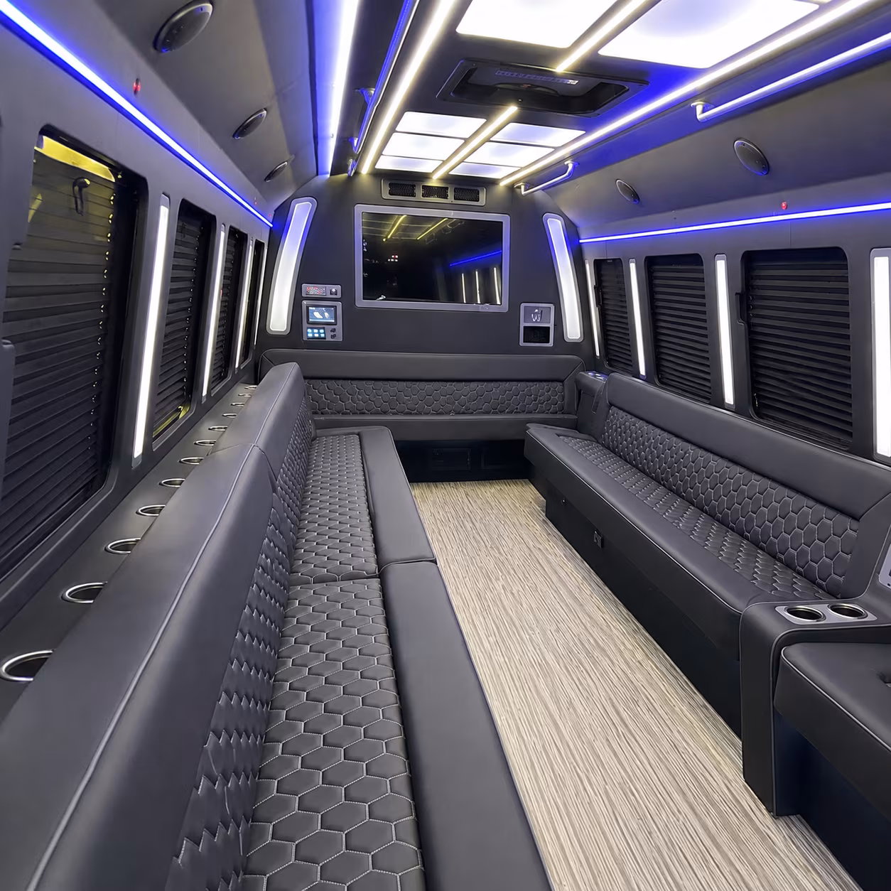 fontana 40 passenger party bus inside